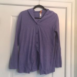 Purple Lucy workout top - long sleeve with hood.